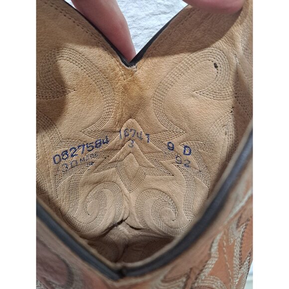 Dan Post Mens Brown Leather Western Cowboy Boots Embroidered Scalloped Toe 9D - Picture 6 of 13
